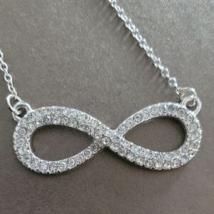 Sparkling Silver Tone Infinity Necklace